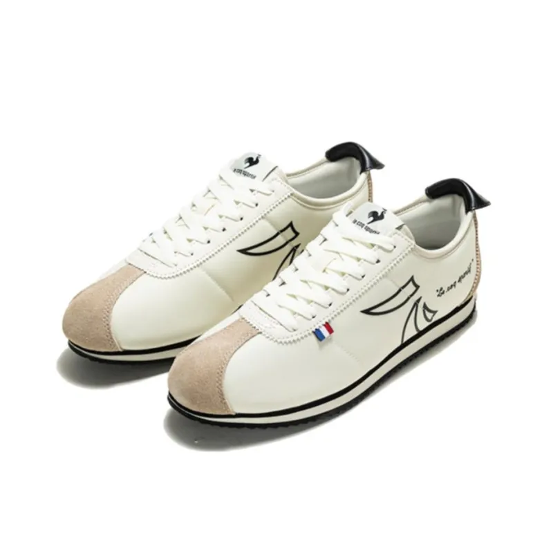Le Coq Sportif Anti Slip Wear Resistant Low Top Casual Shoes Unisex White Brown-2