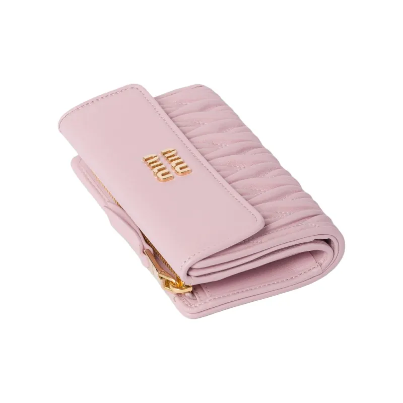 MIU MIU Nappa Leather Wallet Small Size Women's Snowflake Gypsum Pink-3
