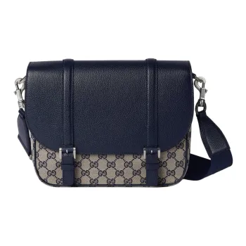 GUCCI Original Canvas Cross Shoulder Bag Men's Beige & Blue