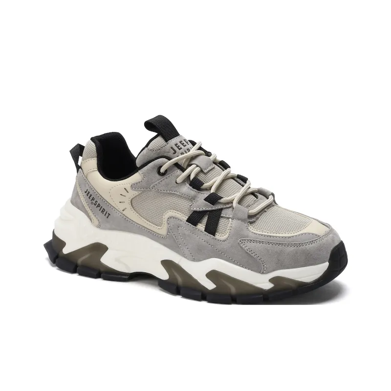 JEEP SPIRIT Slip Resistant, Abrasion Resistant, Breathable, Impact Resistant Low Top Chunky Sneakers Men's Light Sandy-3