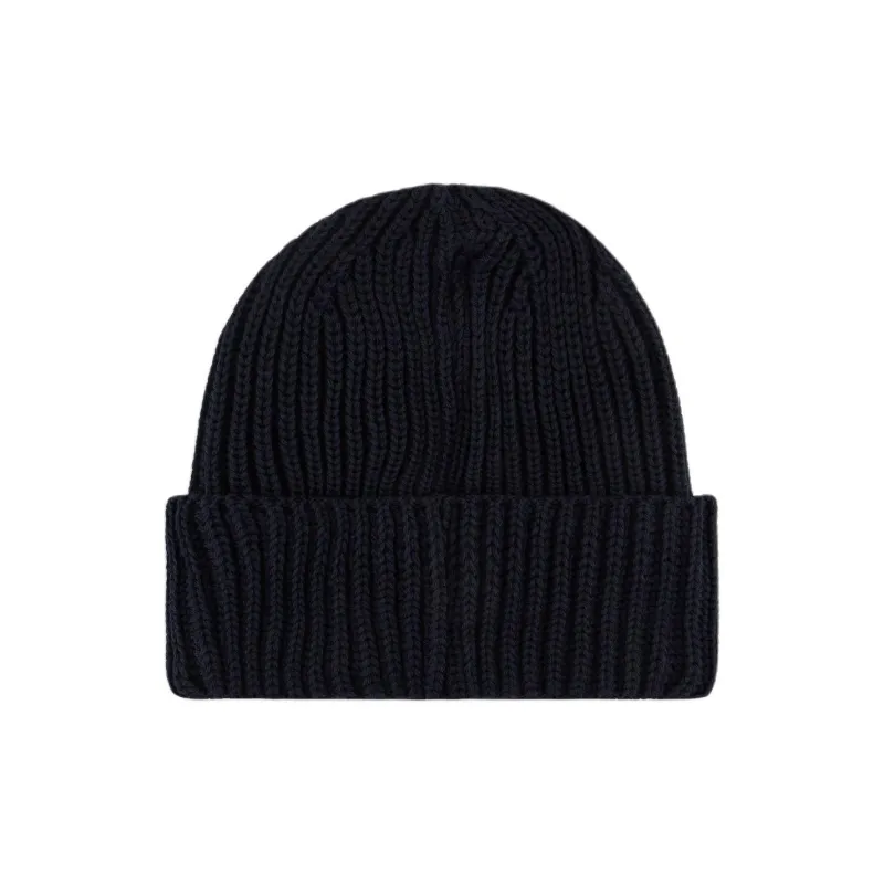 EMPORIO ARMANI Logo Patch Turn Up Brim Knitted Beanie-1