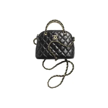 CHANEL Shiny Lambskin Dome Bag Handbag Shoulder Bag Crossbody Bag Women's Black