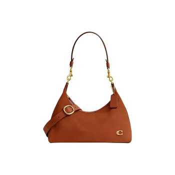COACH Juliet Suede Shoulder Bag Women's Brass Plated Polished Amber