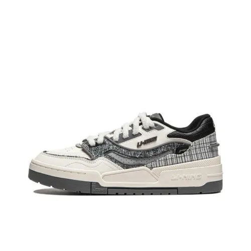 LiNing 001 BTC Slip Resistant Cushioning Wear Resistant Support Low Top Skateboard Shoes Women's White Black