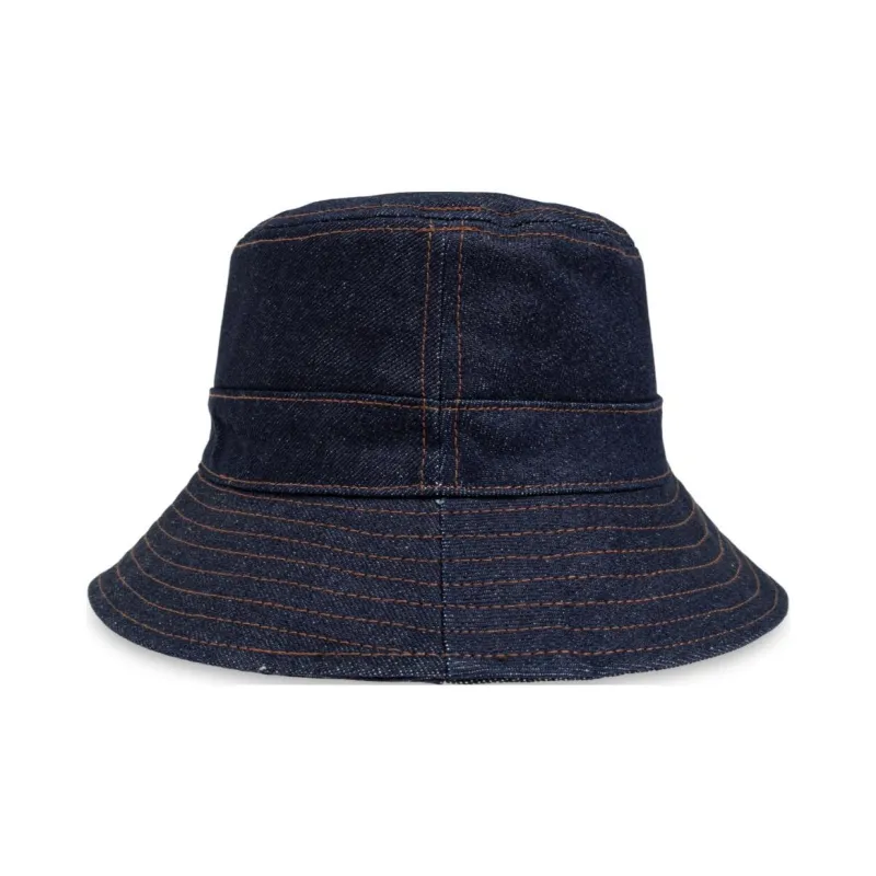 GANNI Logo Plaque Denim Bucket Hat-1