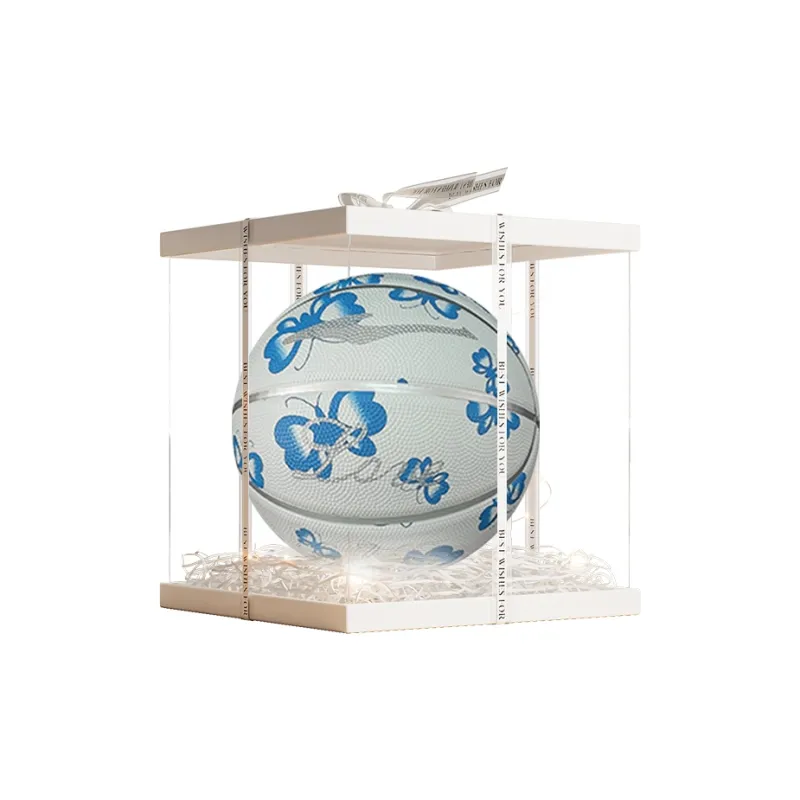 Erke Rubber Basketball Blue White Size 7 Ball Training-6