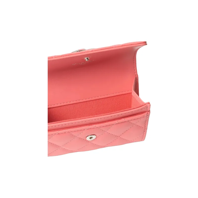 CHANEL Lambskin Card Holder, Wallet Women's Pink-2