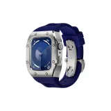 Silver Case, Blue Strap