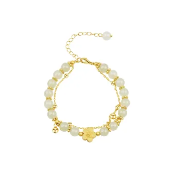 Drunk On The City Hetian Jade Bracelet Festival Gift Pale Greenish-White Jade Women's