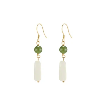 MAMADESHOUHU Hetian Jade Earrings Pale Greenish White Jade Women's