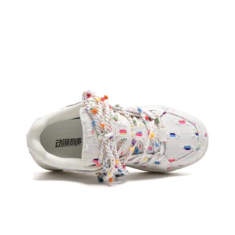 Anime Story Slip Resistant Cushioning Abrasion Resistant Lightweight Breathable Low Top Skateboard Shoes Women's White-5