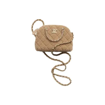 CHANEL Wool Lambskin Handbag, Shoulder Bag, Crossbody Bag Women's Dark Beige