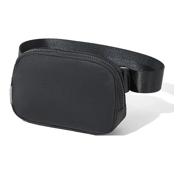 BOSTANTEN Fabric Fanny Pack Sling Bags Small Size Unisex Black/Gray-2
