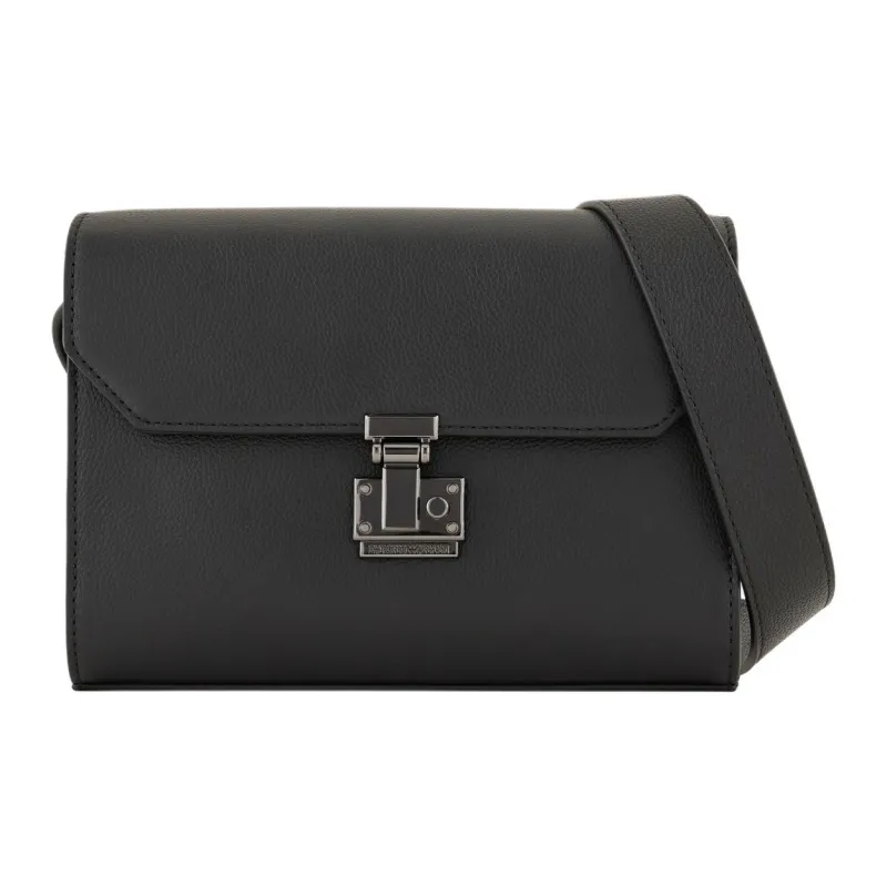EMPORIO ARMANI Cow Leather Shoulder Bag Crossbody Bag Regular Men's Black-0