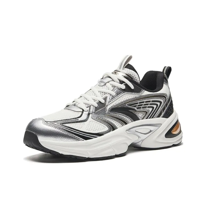 Anta Life Collection Anti Slip Wear Resistant Low Top Casual Shoes Men's White Silver Black-1