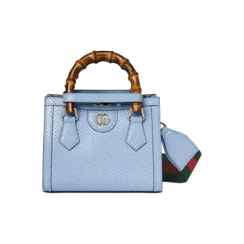 GUCCI Diana Leather Shoulder Bag Crossbody Bag Handbag Mini Women's Light Blue