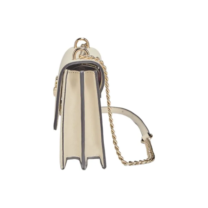 Marino Orlandi Synthetic Leather Split Cow Leather Trunk Bag Shoulder Bag Crossbody Bag Small Size Women's Ecru-4