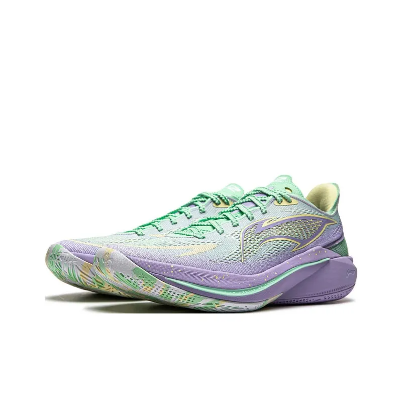 LiNing SONIC 12 V2 Cushioning Anti Slip Wear Resistant Breathability Low Top Basketball Shoes Men's Green Purple-2