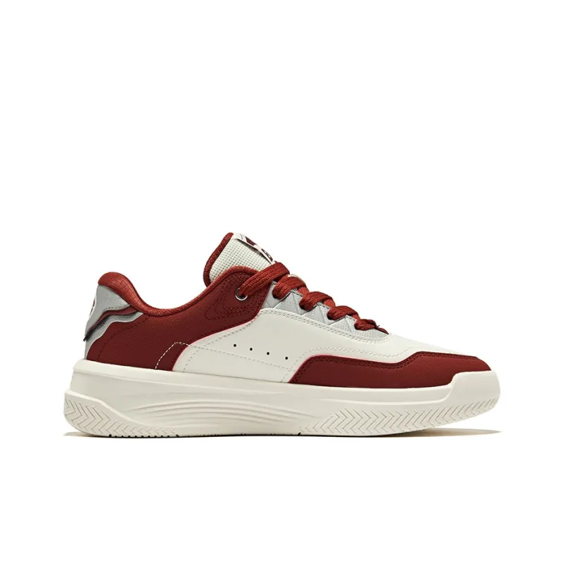 Erke Caramel Latte 2.0 Durable Breathable Low Top Skateboard Shoes Men's Microcrystal White Bordeaux Red-1