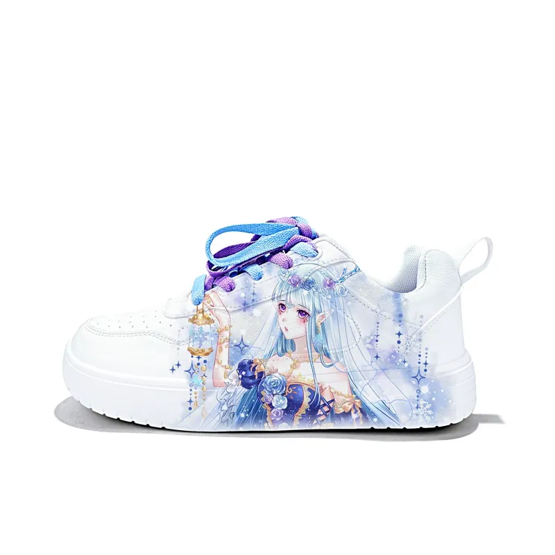 Cold Cicadas Yesterday Lightweight And Breathable Low-Top Skateboard Shoes Unisex White Blue Purple-0