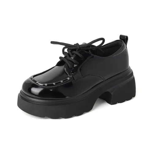 JOSINY Platform Chunky Heel Small Leather Shoes Women's Casual Shoes Women's