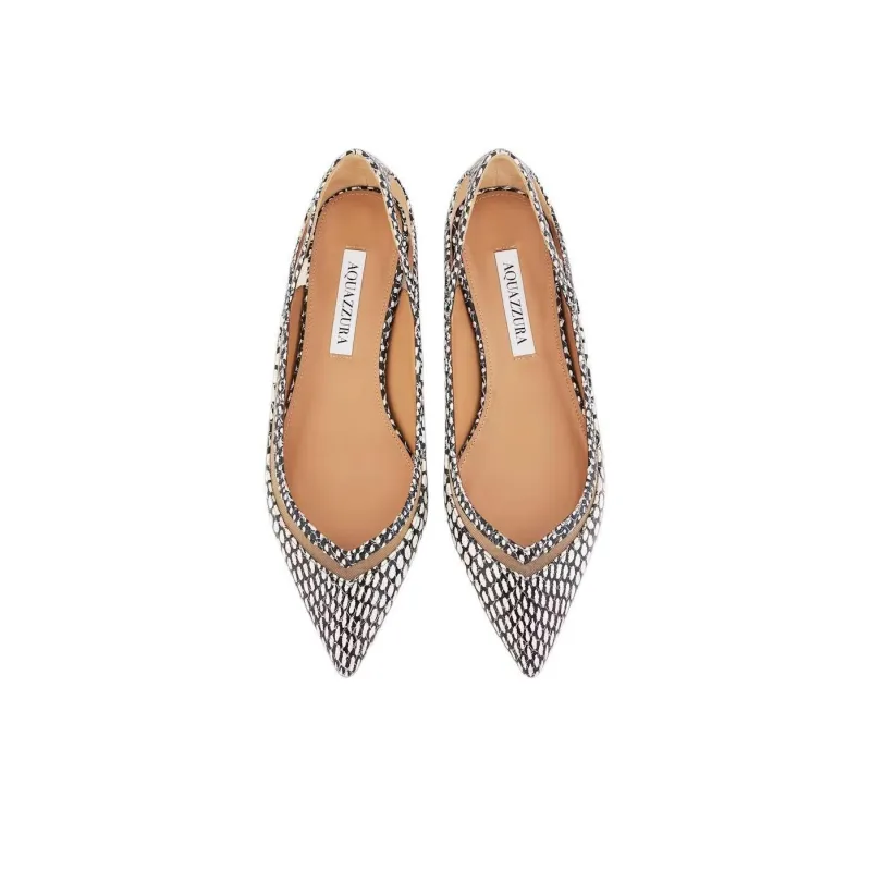 AQUAZZURA Cinema Casual Single Shoes Women's Black White-4