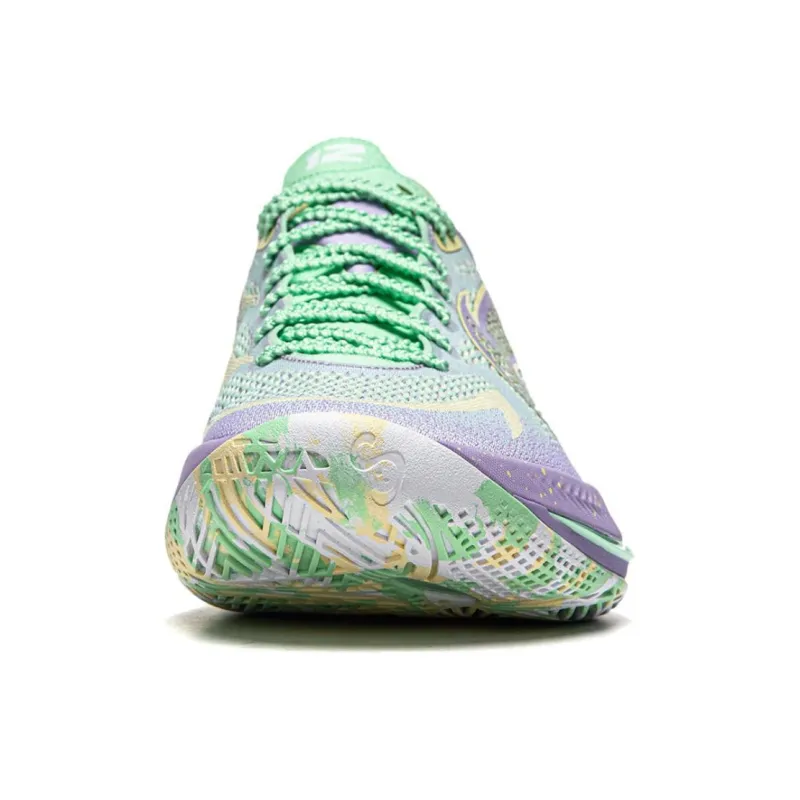 LiNing SONIC 12 V2 Cushioning Anti Slip Wear Resistant Breathability Low Top Basketball Shoes Men's Green Purple-4