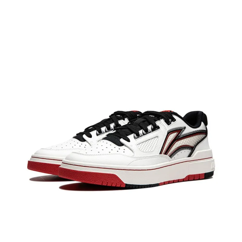 LiNing Rookie Slip Resistant Cushioning Wear Resistant Lightweight Low Top Skateboard Shoes Men's White Red-2