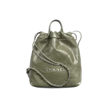 CHANEL 22Bag Calfskin Backpack Women's Khaki
