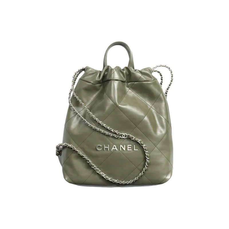 CHANEL 22Bag Calfskin Backpack Women's Khaki-0