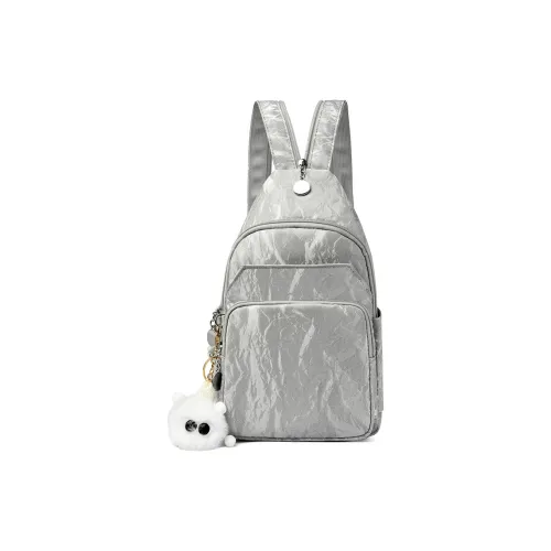 OURFUN PU Backpack On The Shoulder Women's Ivory/Silver/Black/Pink/Lake Blue