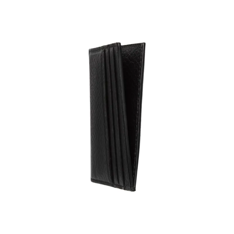GUCCI Litchi Grain Leather Card Holder Men's Black-3
