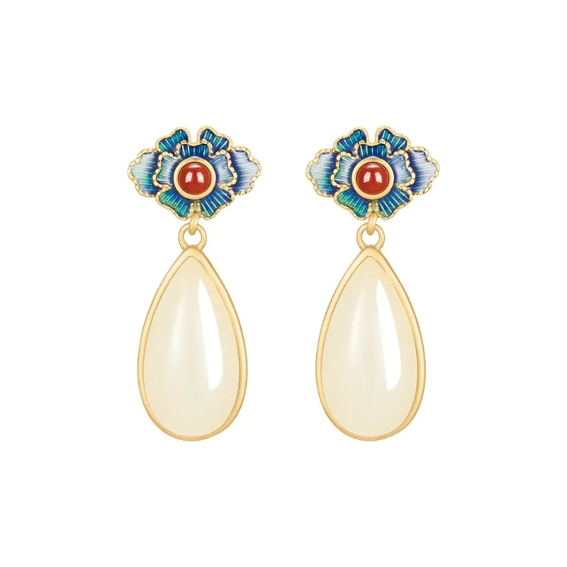 MAMADESHOUHU Earrings Pale Greenish White Jade Women's-1