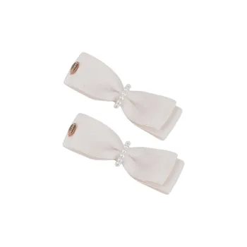 BABYBEI Side Clip Elegant Handmade Black Beige Bowknot Hair Accessories Women's