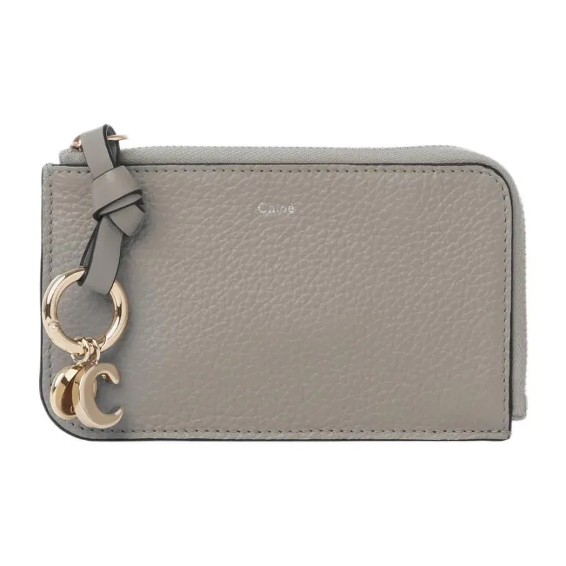 Chloe Alphabet Grain And Shiny Calfskin Coin Purse Trumpets Women's Cashmere Gray-0