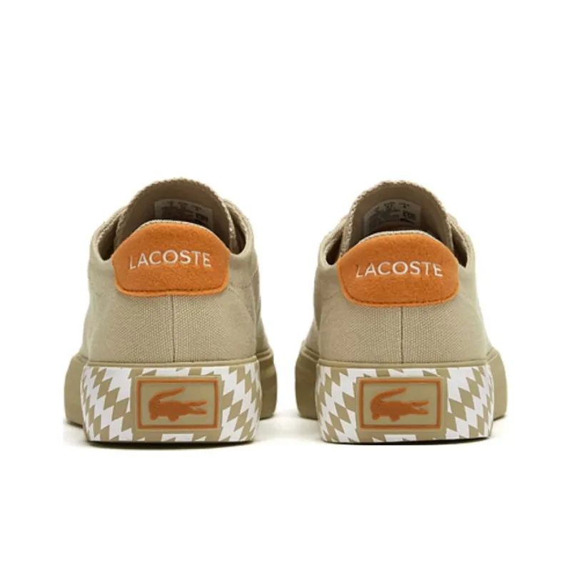 LACOSTE Abrasion Resistant Low Top Skateboard Shoes Women's Khaki-3