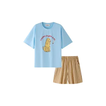 Wabi Town Pajama Set Women's Blue Yellow