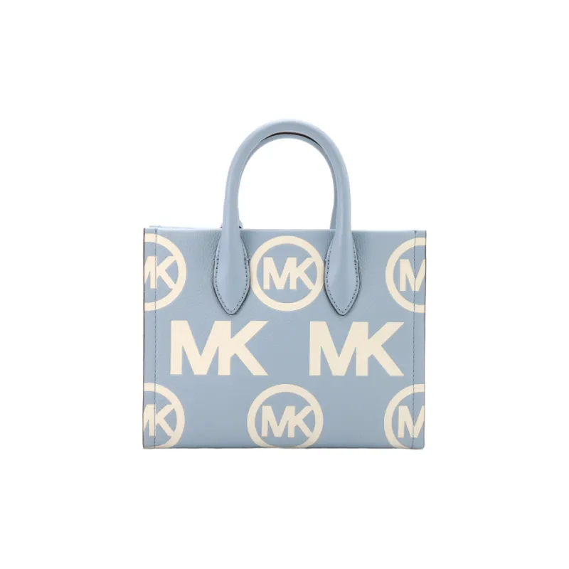 MICHAEL KORS Mirella Cow Leather Tote Shopping Bag Handbag Shoulder Bag, Crossbody Bag Small Size Women's Light Blue-4