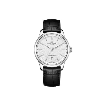 Sea Gull Superhuman Collection Automatic Mechanical Movement Genuine Leather Strap Watch Men's Watches White Dial