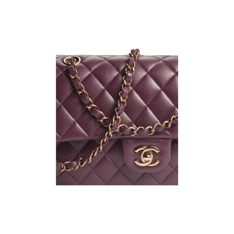 CHANEL Classic Flap CF Lambskin Handbag, Shoulder Bag, Crossbody Bag Women's Burgundy-2
