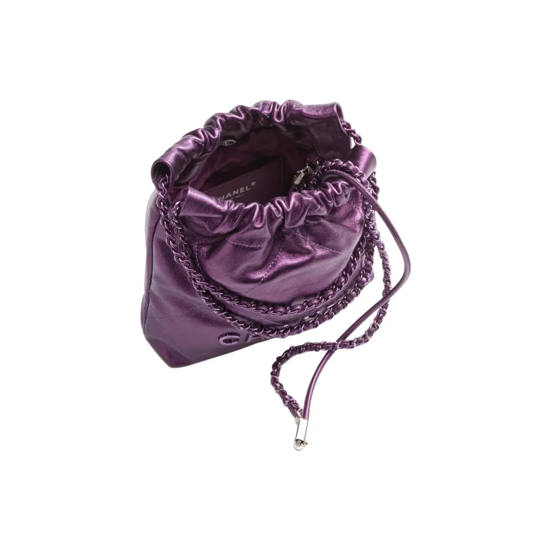 CHANEL 22Bag Lambskin Crossbody Bag, Shoulder Bag Mini Women's Dark Purple-2