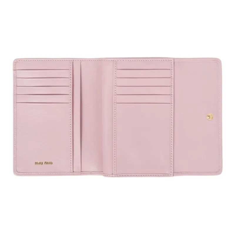 MIU MIU Nappa Leather Wallet Small Size Women's Snowflake Gypsum Pink-2