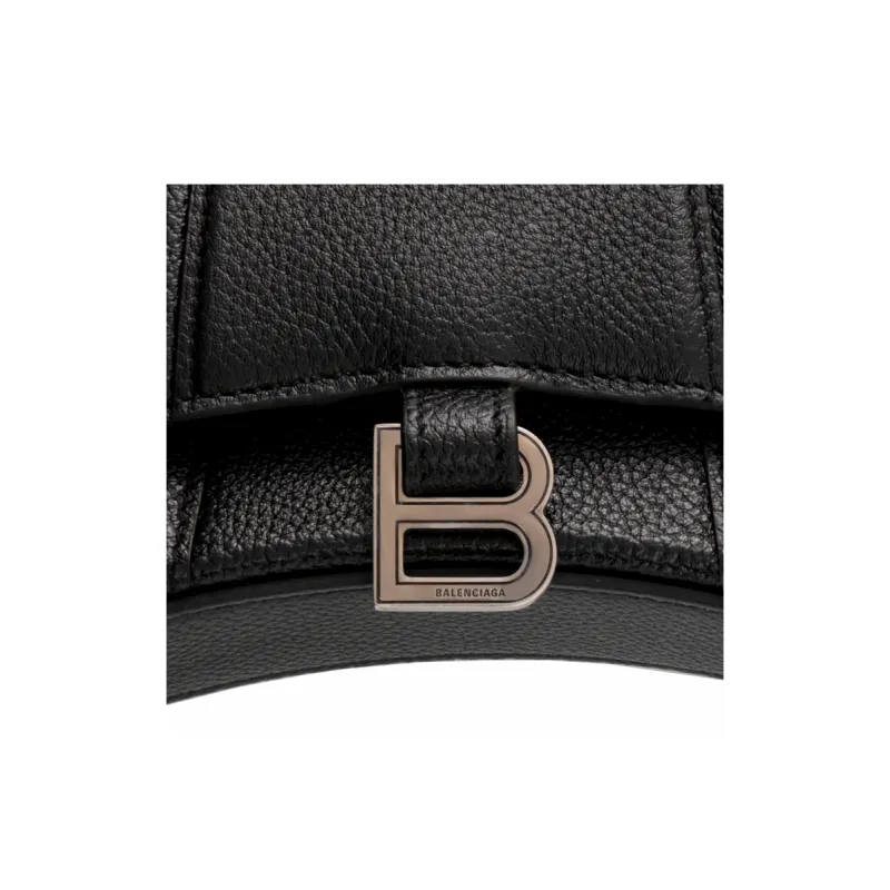 Balenciaga Litchi Grain Calfskin Hourglass Bag, Shoulder Bag, Crossbody Bag, Handbag Extra Small Women's Black-7