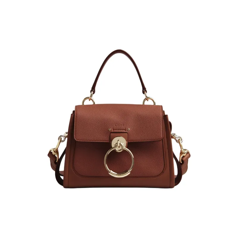 Chloe Tess Grained Calfskin Brightened Surface Calfskin Shoulder Bag Crossbody Bag Handbag Mini Women's Brown-0