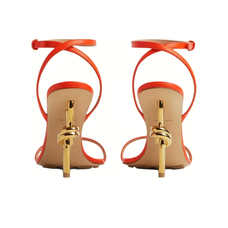 Bottega Veneta One Strap Sandals 9cm Women's Orange-3