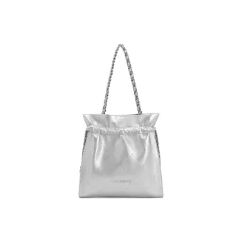 BELLE Artificial Leather Shoulder Bag Large Size Women's Black/Silver