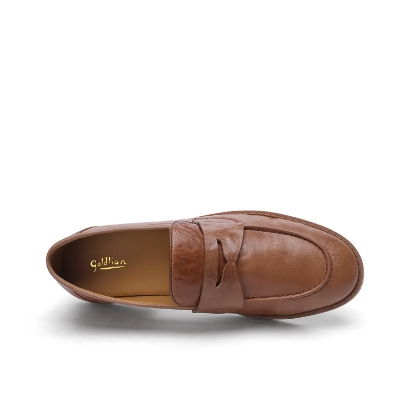GOLDLION Loafers Women's Black/Light Brown-7