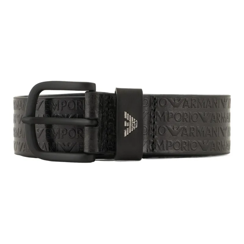 EMPORIO ARMANI Leather Belt With Embossed print Lettering-0