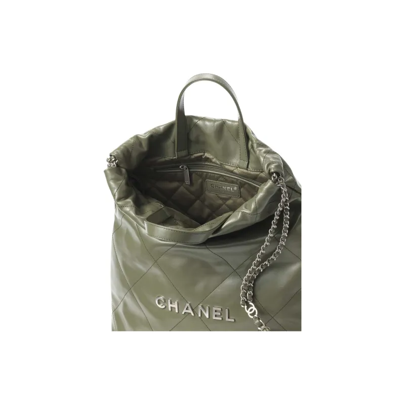 CHANEL 22Bag Calfskin Backpack Women's Khaki-3