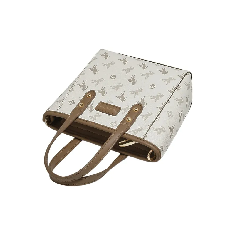 Marino Orlandi Synthetic Leather Shoulder Bag, Crossbody Bag, Handbag Trumpets Women's Beige & Coffee-4
